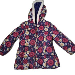 London Fog Floral Girls' Puffer Jacket with Hood Size 6X (L)